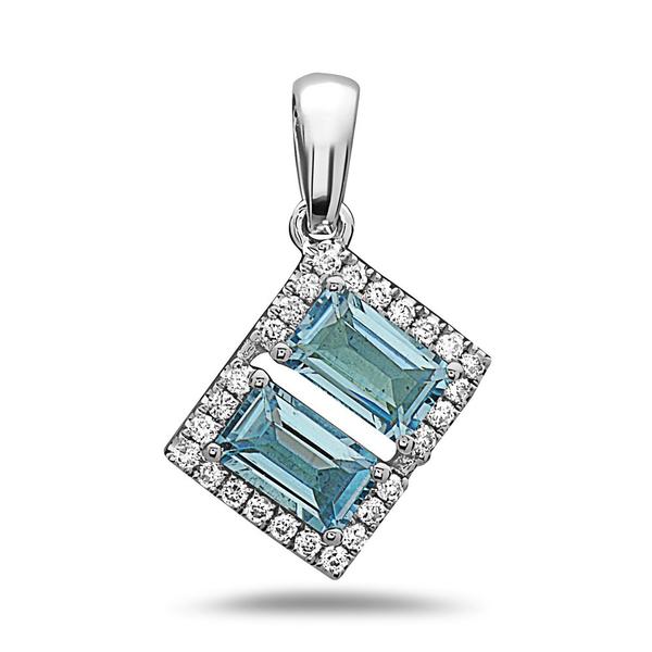 View 14Kw or y/14kr Gold Blue Topaz Pendant