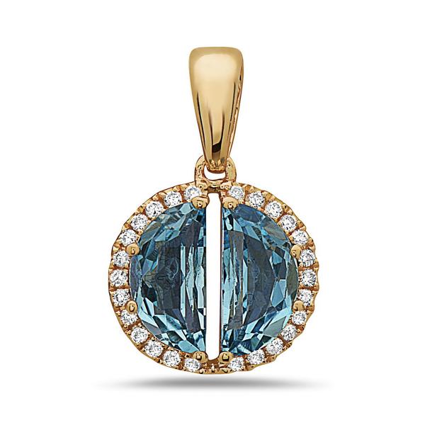 View 14Kw or y/14kr Gold Blue Topaz Pendant