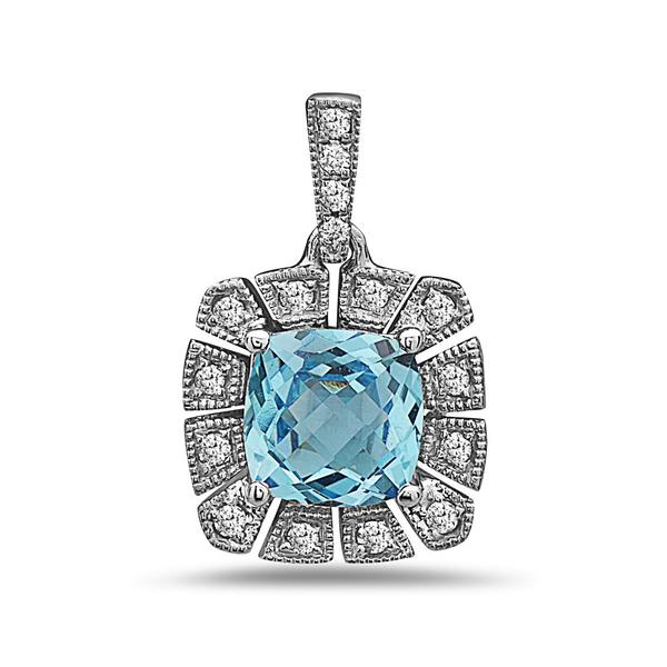 View 14Kw or y/14kr Gold Blue Topaz Pendant