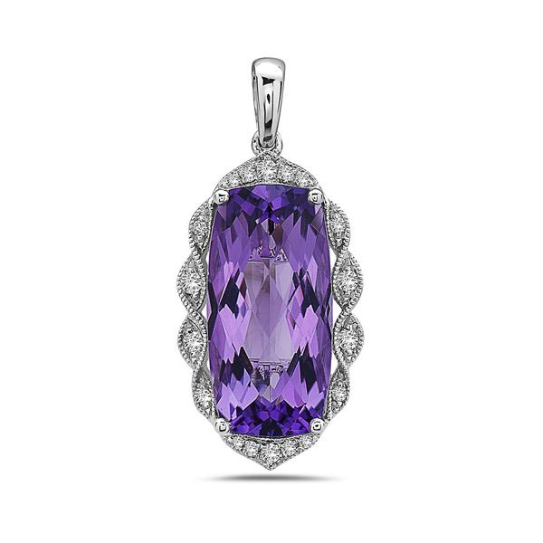 View 14Kw or y/14kr Gold Amethyst Pendant