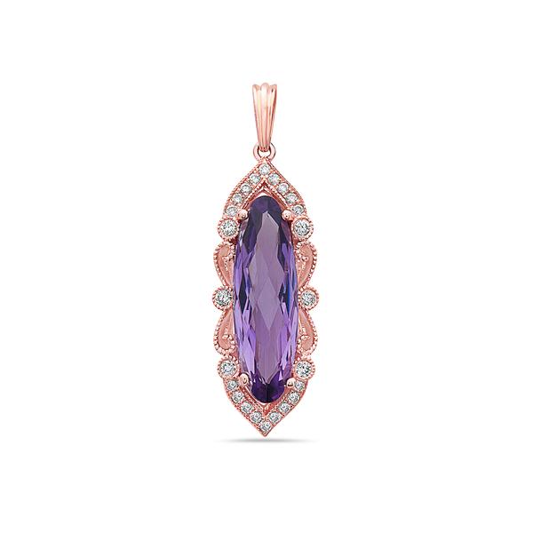 View 14Kw or y/14kr Gold Amethyst Pendant
