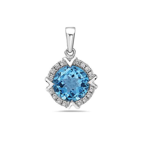 View 14Kw or y/14kr Gold Blue Topaz Pendant