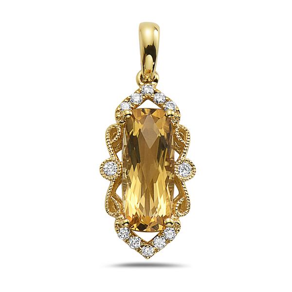 View 14Kw or y/14kr Gold Citrine Pendant