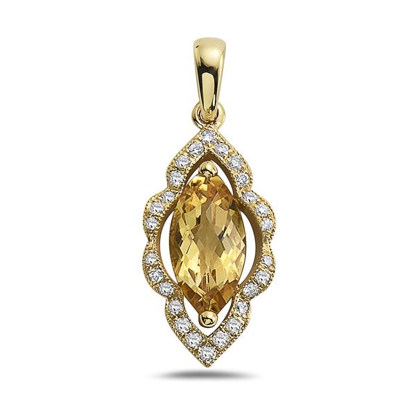 View 14Kw or y/14kr Gold Citrine Pendant