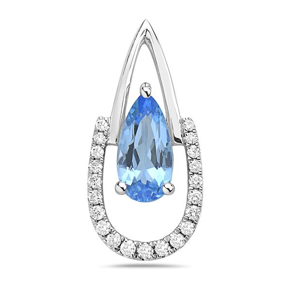 View 14Kw or y/14kr Gold Blue Topaz Pendant