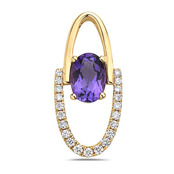 View 14Kw or y/14kr Gold Amethyst Pendant