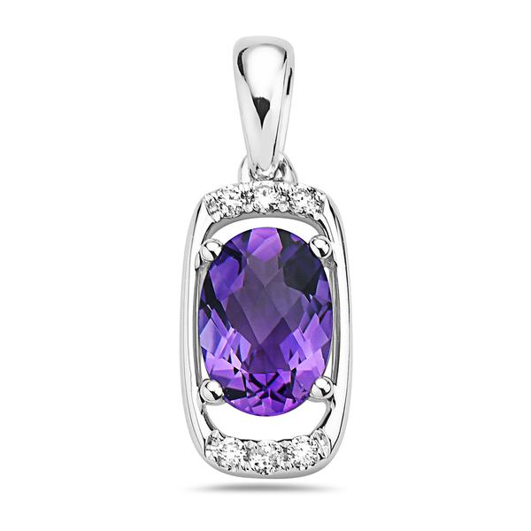 View 14Kw or y/14kr Gold Amethyst Pendant