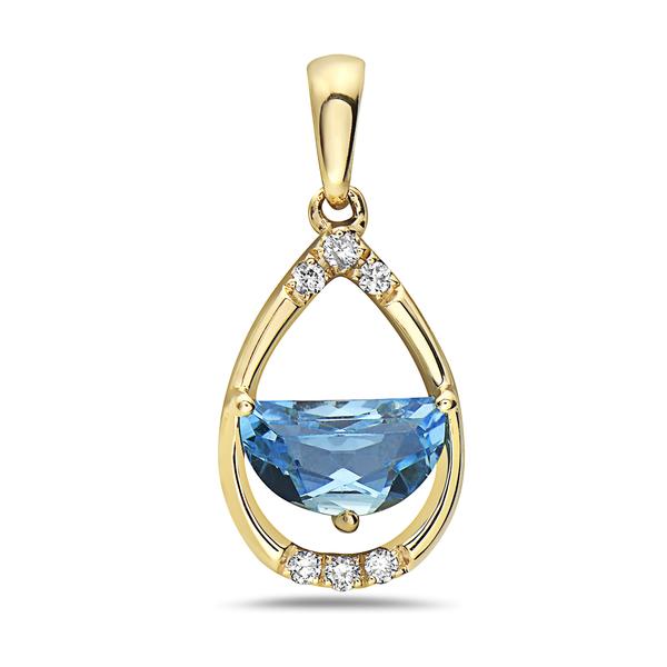 View 14Kw or y/14kr Gold Blue Topaz Pendant