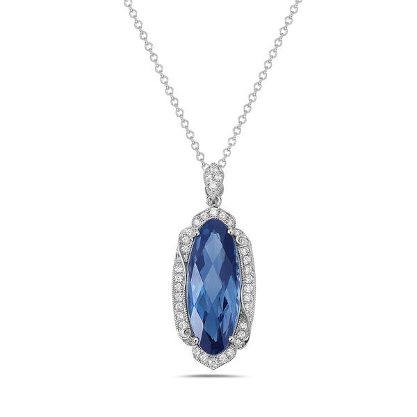 View 14Kw or y/14kr Gold London Blue Topaz Pendant