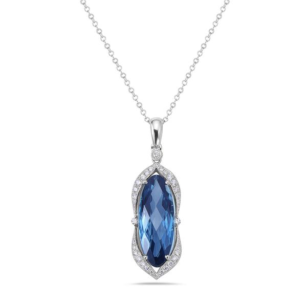 View 14Kw or y/14kr Gold London Blue Topaz Pendant