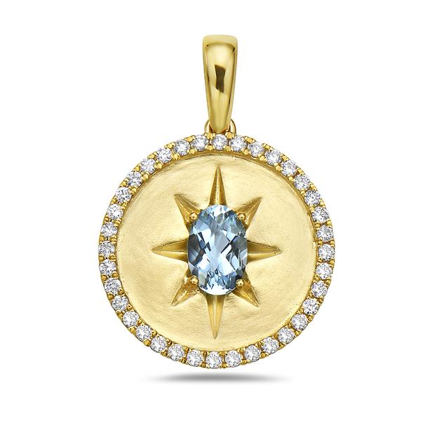 View 14Kw or y/14kr Gold Aquamarine Pendant