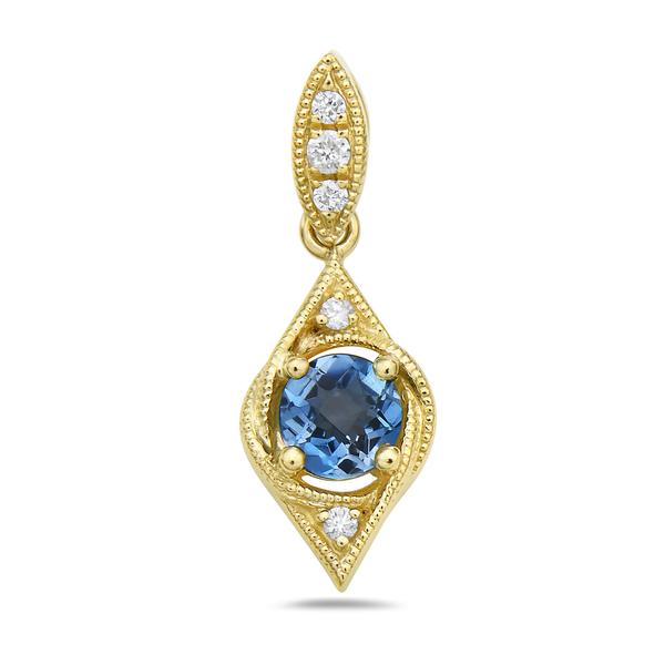 View 14Kw or y/14kr Gold London Blue Topaz Pendant