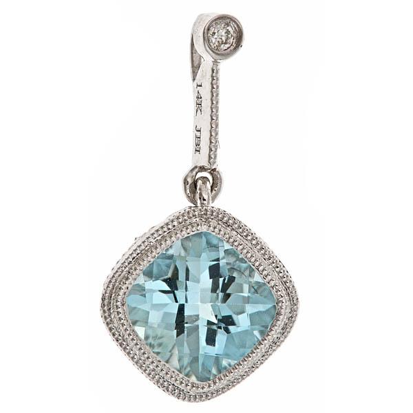 View 14Kw or y/14kr Gold Aquamarine Pendant