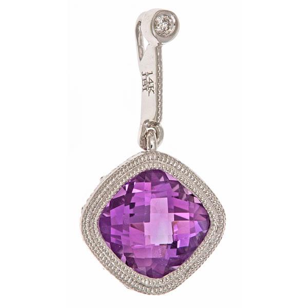 View 14Kw or y/14kr Gold Amethyst Pendant