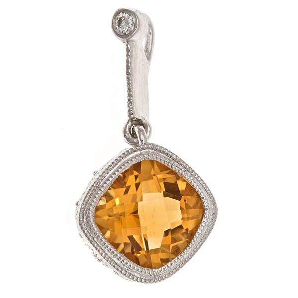 View 14Kw or y/14kr Gold Citrine Pendant