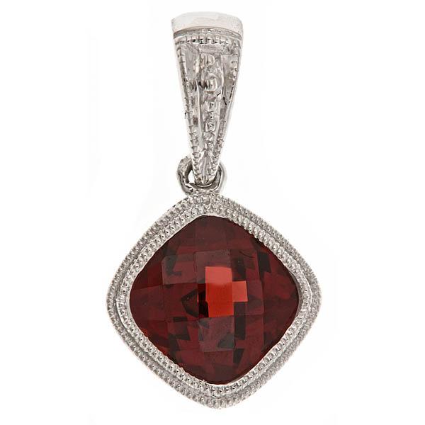 View 14Kw or y/14kr Gold Garnet Pendant