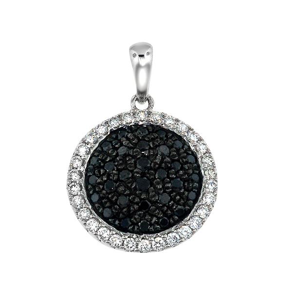 View 14Kw or y/14kr Gold Black Diamond Pendant