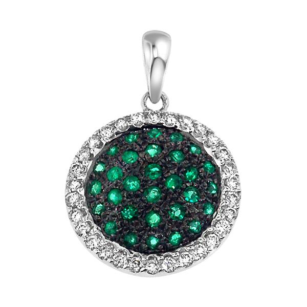 View 14Kw or y/14kr Gold Emerald Pendant