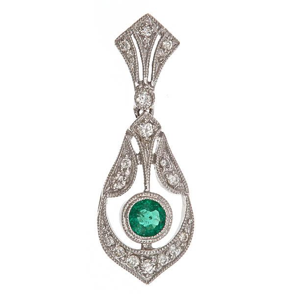 View 14Kw or y/14kr Gold Emerald Pendant