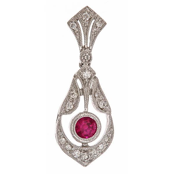 View 14Kw or y/14kr Gold Ruby Pendant