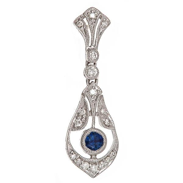 View 14Kw or y/14kr Gold Sapphire Pendant