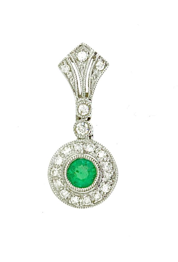 View 14Kw or y/14kr Gold Emerald Pendant