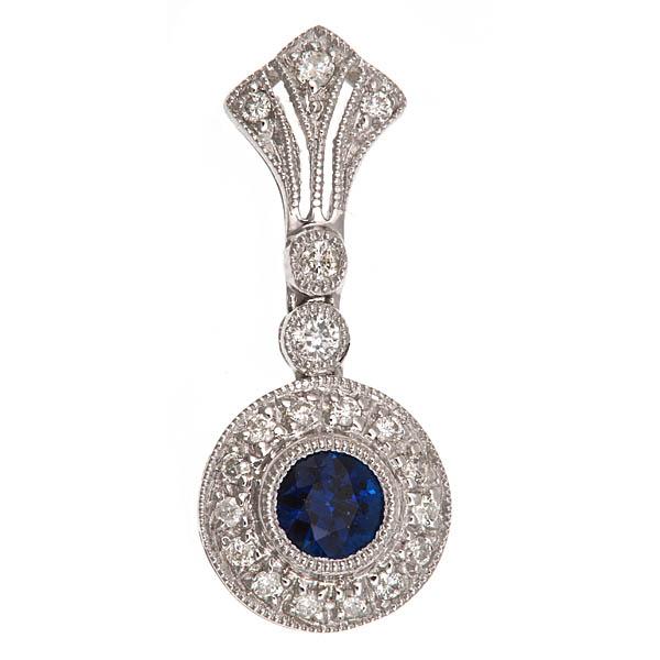 View 14Kw or y/14kr Gold Sapphire Pendant