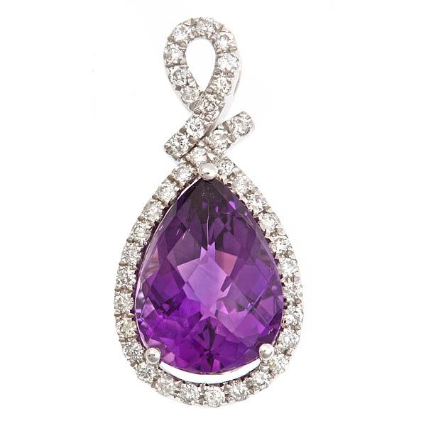 View 14Kw or y/14kr Gold Amethyst Pendant