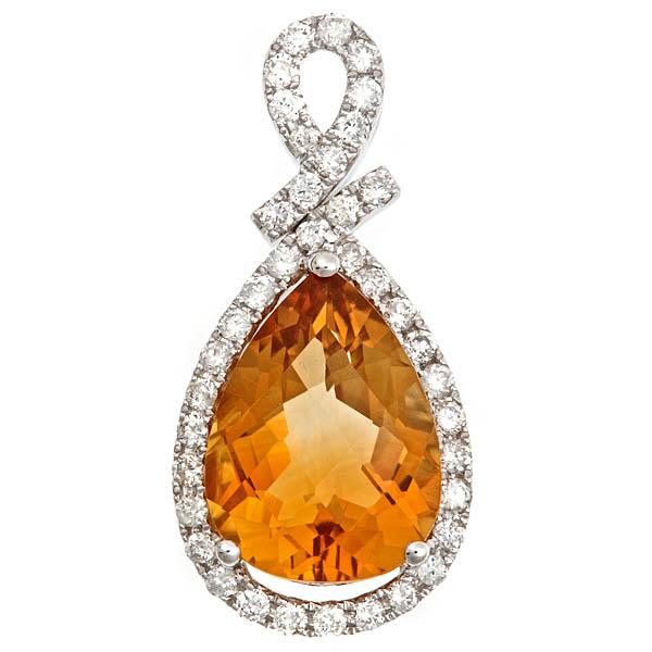 View 14Kw or y/14kr Gold Citrine Pendant