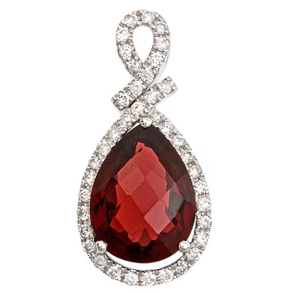 View 14Kw or y/14kr Gold Garnet Pendant