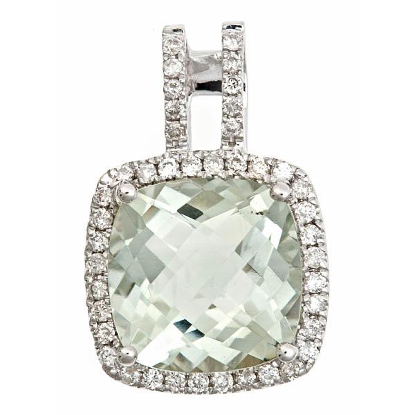 View 14Kw or y/14kr Gold Green Amethyst Pendant