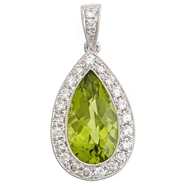 View 14Kw or y/14kr Gold Peridot Pendant