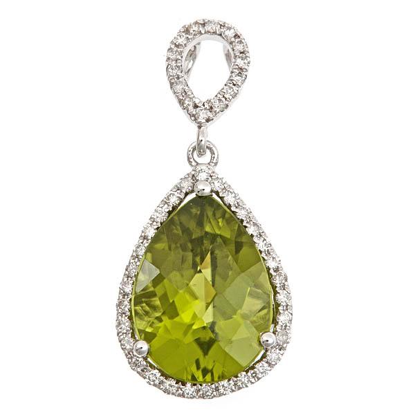 View 14Kw or y/14kr Gold Peridot Pendant