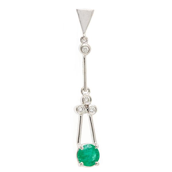 View 14Kw or y/14kr Gold Emerald Pendant