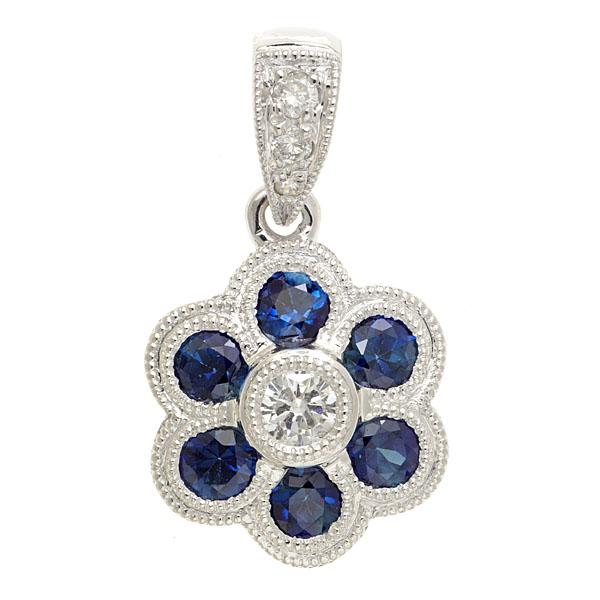 View 14Kw or y/14kr Gold Sapphire Pendant