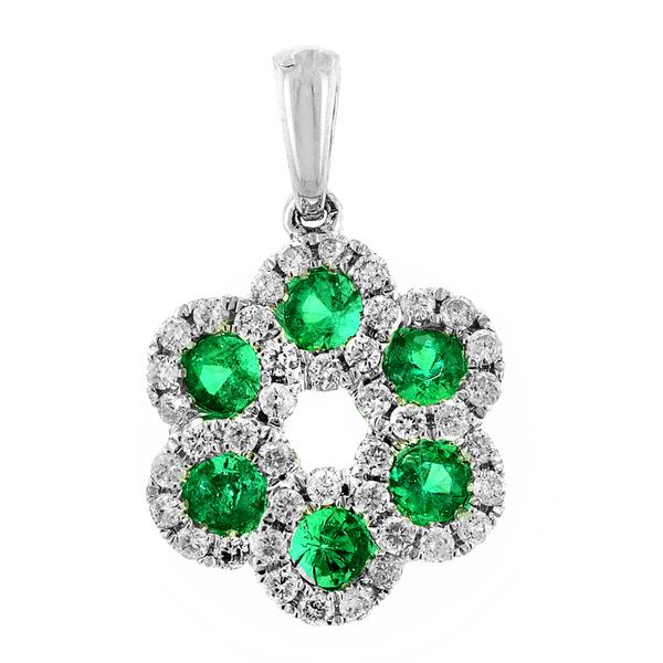 View 14Kw or y/14kr Gold Emerald Pendant