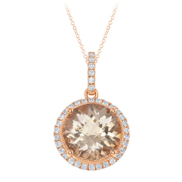 View 14Kw or y/14kr Gold Morganite Pendant