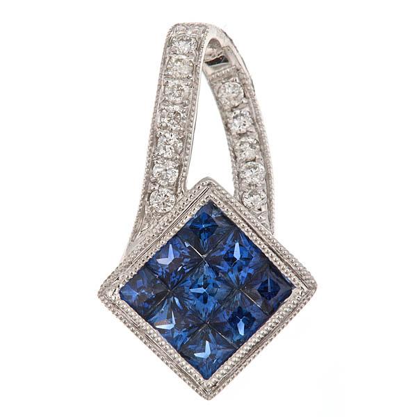 View 14Kw or y/14kr Gold Sapphire Pendant