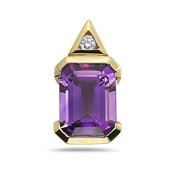 View 14Kw or y/14kr Gold Amethyst Pendant