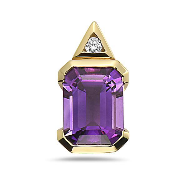 View 14Kw or y/14kr Gold Amethyst Pendant